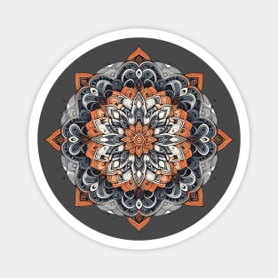 Mandala Orange Gray 1 Magnet